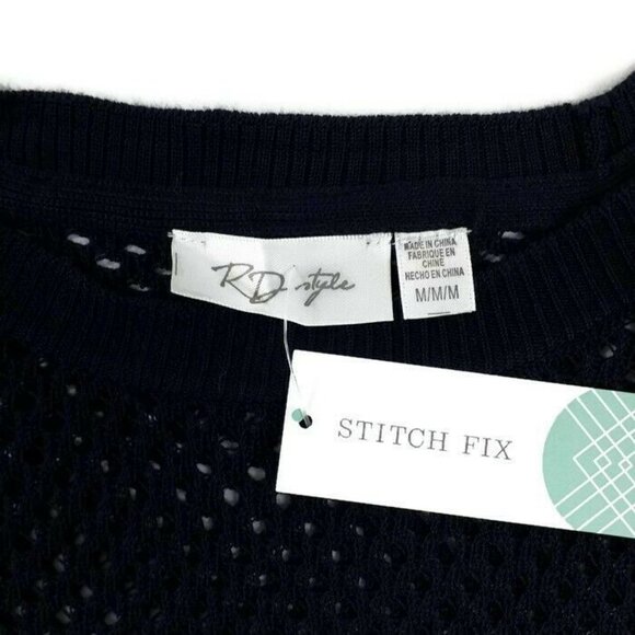 RD Style Stitch Fix Arsenal Tri Color Long Sleeve Fish Net Sweater Womens M 90's - Picture 8 of 11